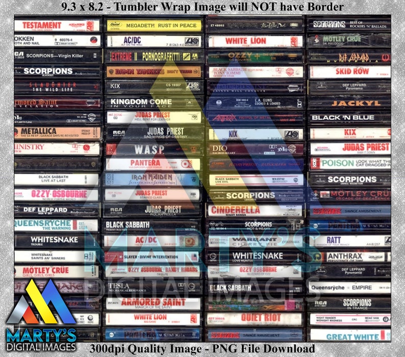 Cassette Tape Rock Bands Wrap 20oz Straight and Tapered 300 Etsy