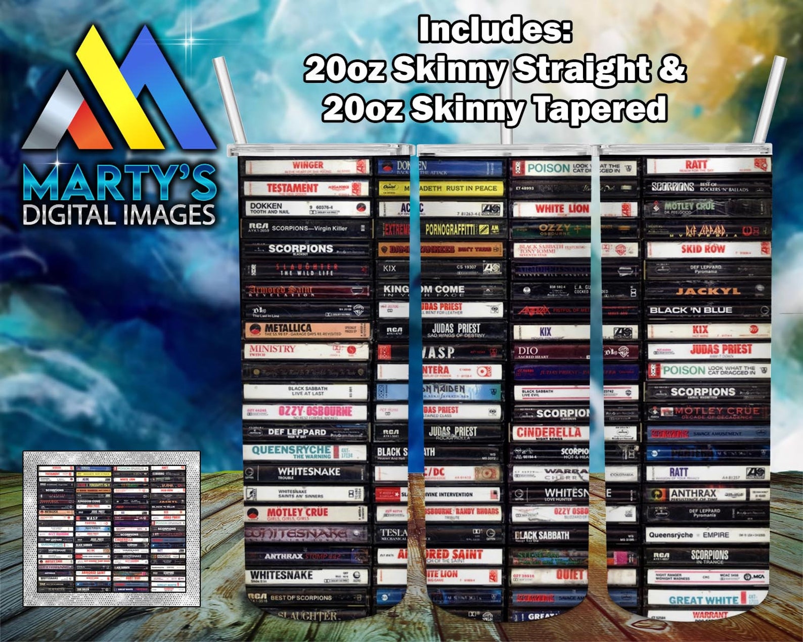 Cassette Tape Rock Bands Wrap 20oz Straight and Tapered 300 Etsy