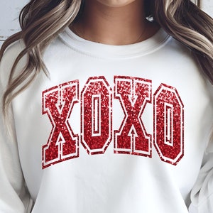 Diseño de camiseta brillante para el día de San Valentín PNG, Xoxo PNG, purpurina sintética roja, San Valentín PNG, lentejuelas sintéticas, Sé mío, descarga digital por sublimación
