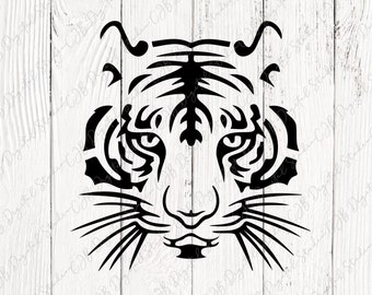 Tiger SVG, Tiger Face PNG, Tiger Head Vector Clipart, Animal Cricut Silhouette Cut File, Big Cat, Sublimination, Car Decal, Digital Download