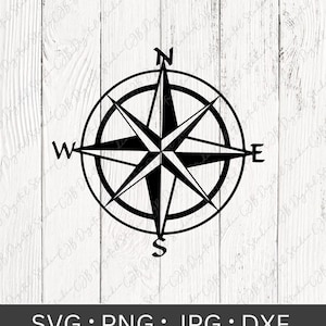 Boussole SVG, PNG boussole, clipart nautique, plage, bateau, esthétique pêcheur, fichier coupé, Silhouette, conception de sticker vinyle, téléchargement numérique JPG