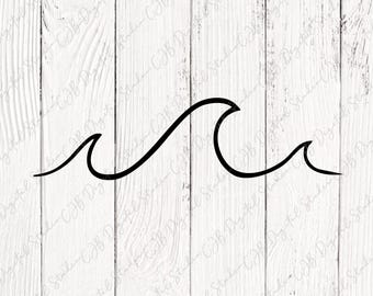 Ocean Wave SVG PNG, Sea Wave Silhouette, Beach Clipart, Simple Waves SVG Cut File for Cricut, Car Window Decal Sticker, Digital Download