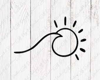 Sun and Wave SVG Cut File, Summer Beach PNG, Sunset Adventure SVG, Ocean Wave Cricut File, Car Decal, Wave and Sun, Digital Download Clipart