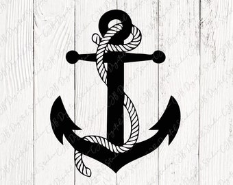 Anchor SVG, Anchor Rope PNG, Cricut Cut File, Silhouette, Beach, Nautical Clipart, Digital Download, Vinyl Decal Design, Sublimination, JPG
