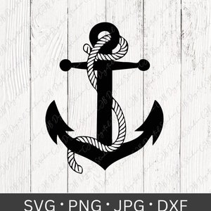 Ancla SVG, Cuerda de ancla PNG, Archivo de corte Cricut, Silueta, Playa, Imágenes prediseñadas náuticas, Descarga digital, Diseño de calcomanías de vinilo, Subliminación, JPG