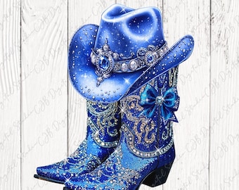 Blå cowgirlhattstövlar PNG, strass-cowgirl-sublimering, Kentucky-flicka PNG, Derby, glitter western clipart, rodeo-födelsedagsbling nedladdning
