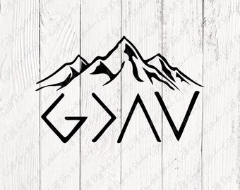 Dio è più grande degli alti e bassi SVG Cricut Cut File, Christian, Gesù è più grande PNG, Car Decal Design, Montagne, Download istantaneo
