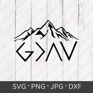 God is Greater than the Highs and Lows SVG Cricut Cut File, Christian, Jesus is Greater PNG, Car Decal Design, Mountains, Instant Download