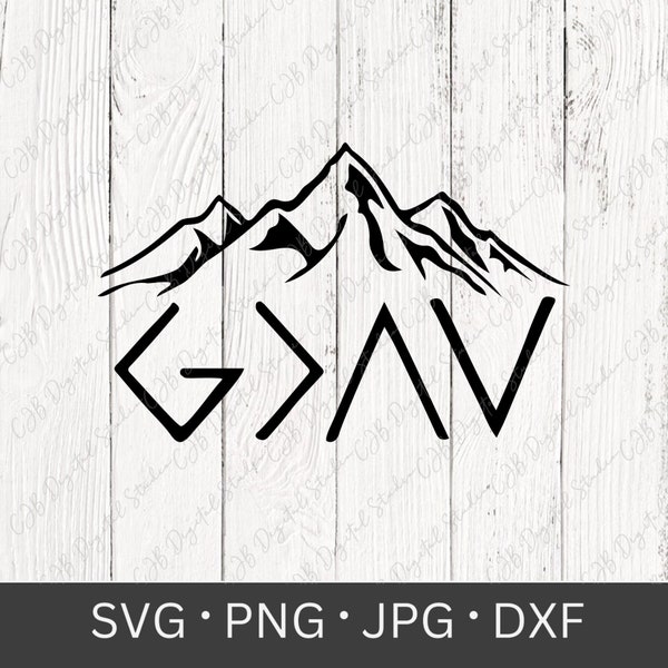 God is Greater than the Highs and Lows SVG Cricut Cut File, Christian, Jesus is Greater PNG, Car Decal Design, Mountains, Instant Download