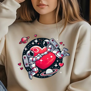 Valentines Space PNG Sublimationsdesign, Astronaut Paar Liebe, Herz Galaxy Digital Download, Weltraum Grafiken, Spacemen Valentine Shirt Geschenk