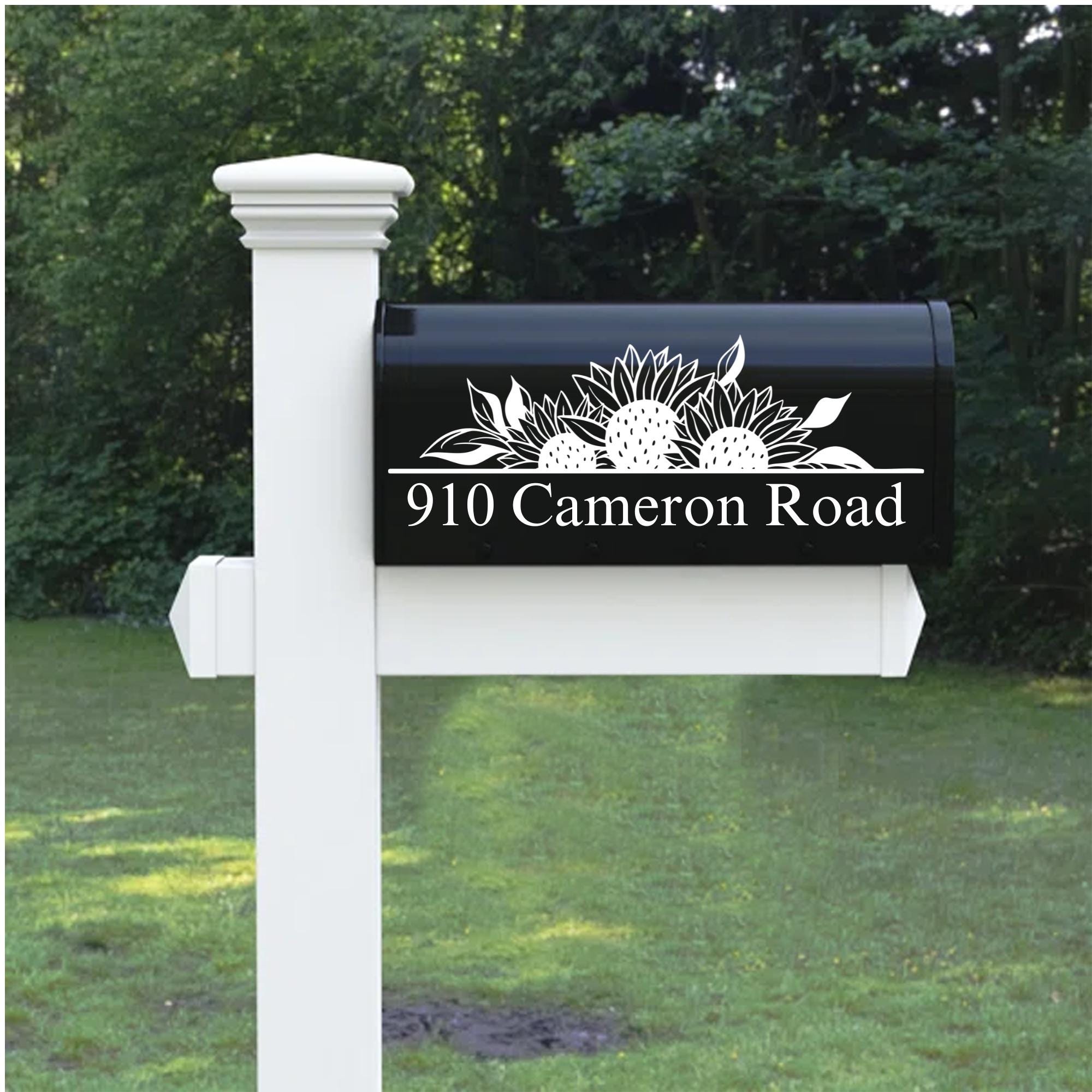 Sunflower Mailbox Decal SVG, Custom Address Vinyl Decal SVG, Flower Cut ...