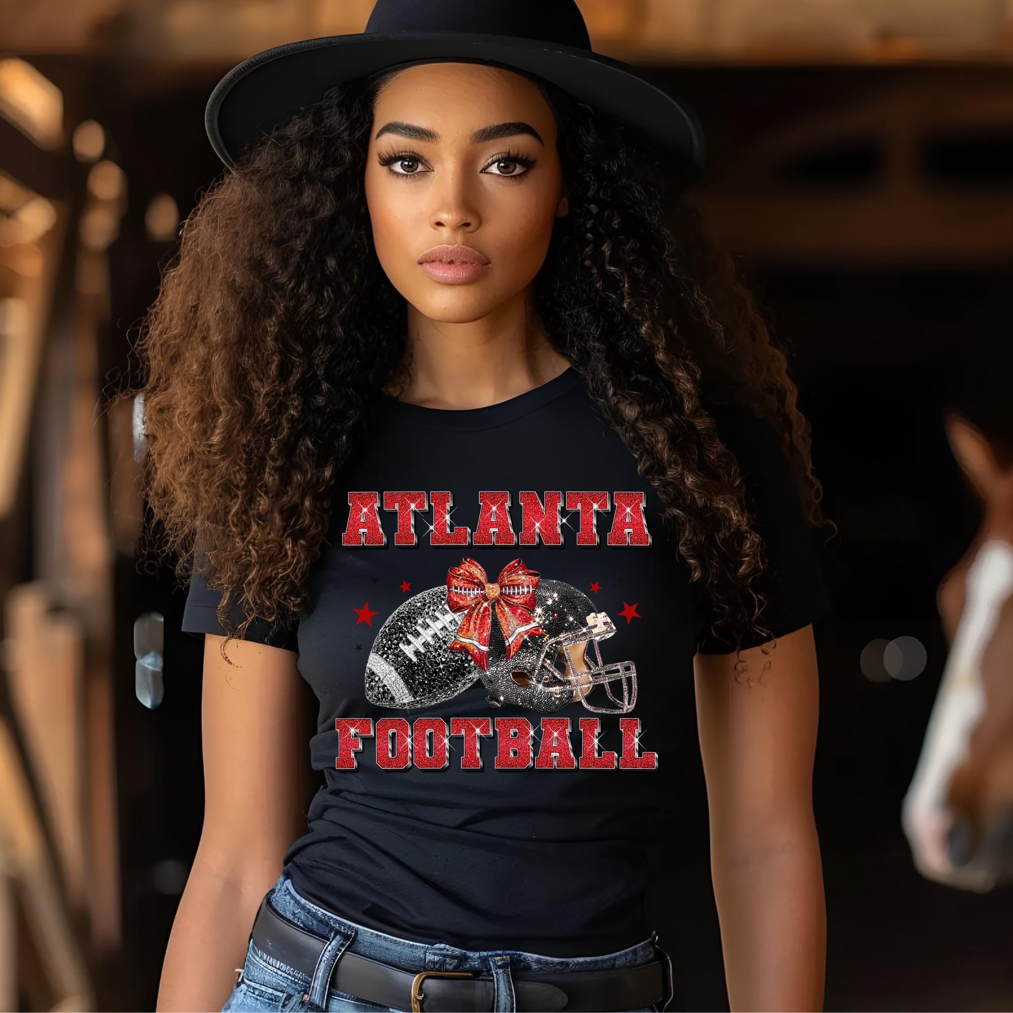 Atlanta Football Glitter PNG, Sparkle Helmet & Bow, Red Black ...