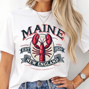 Camiseta de langosta de Maine PNG, estética de pescador PNG, clipart de langosta PNG, Nueva Inglaterra, sudadera costera náutica, descarga digital por sublimación