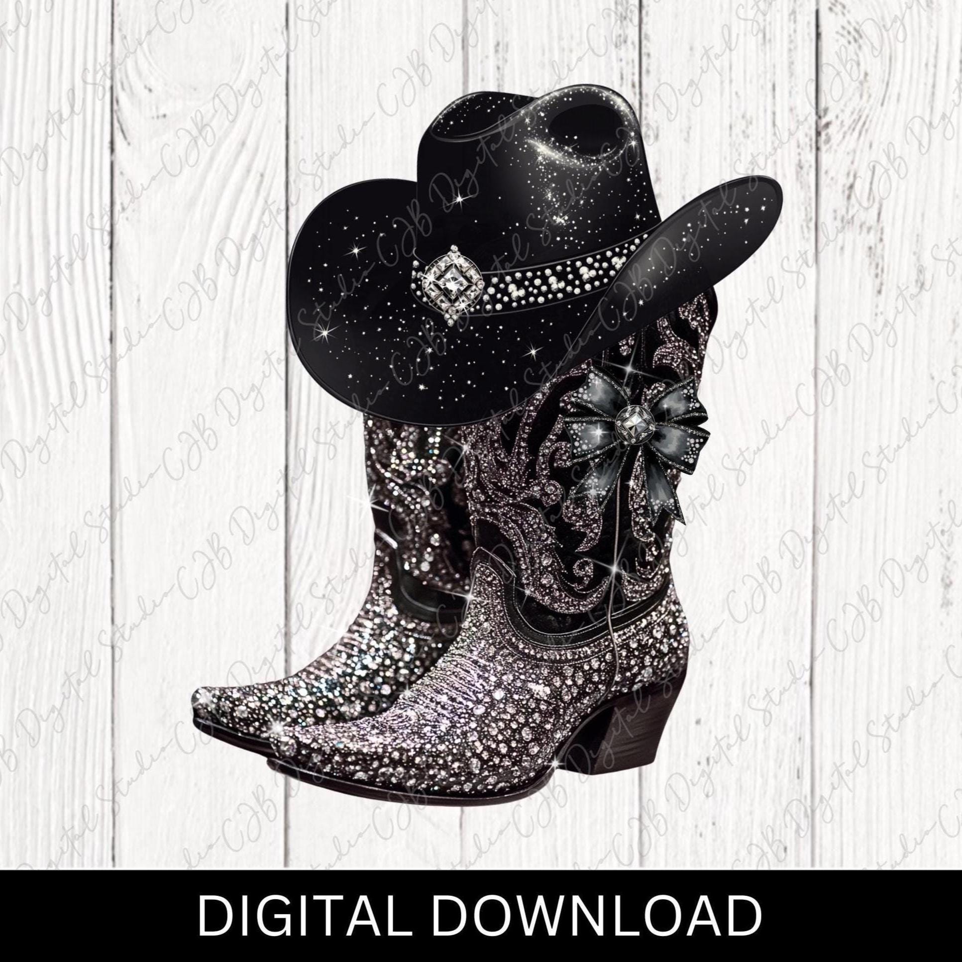 3987 Men Women Retro-black Western-cowboy-hat Bling-rhinestone-decor Black Rhinestones Fringe Western Hat – Coastal Cowgirls main image 3