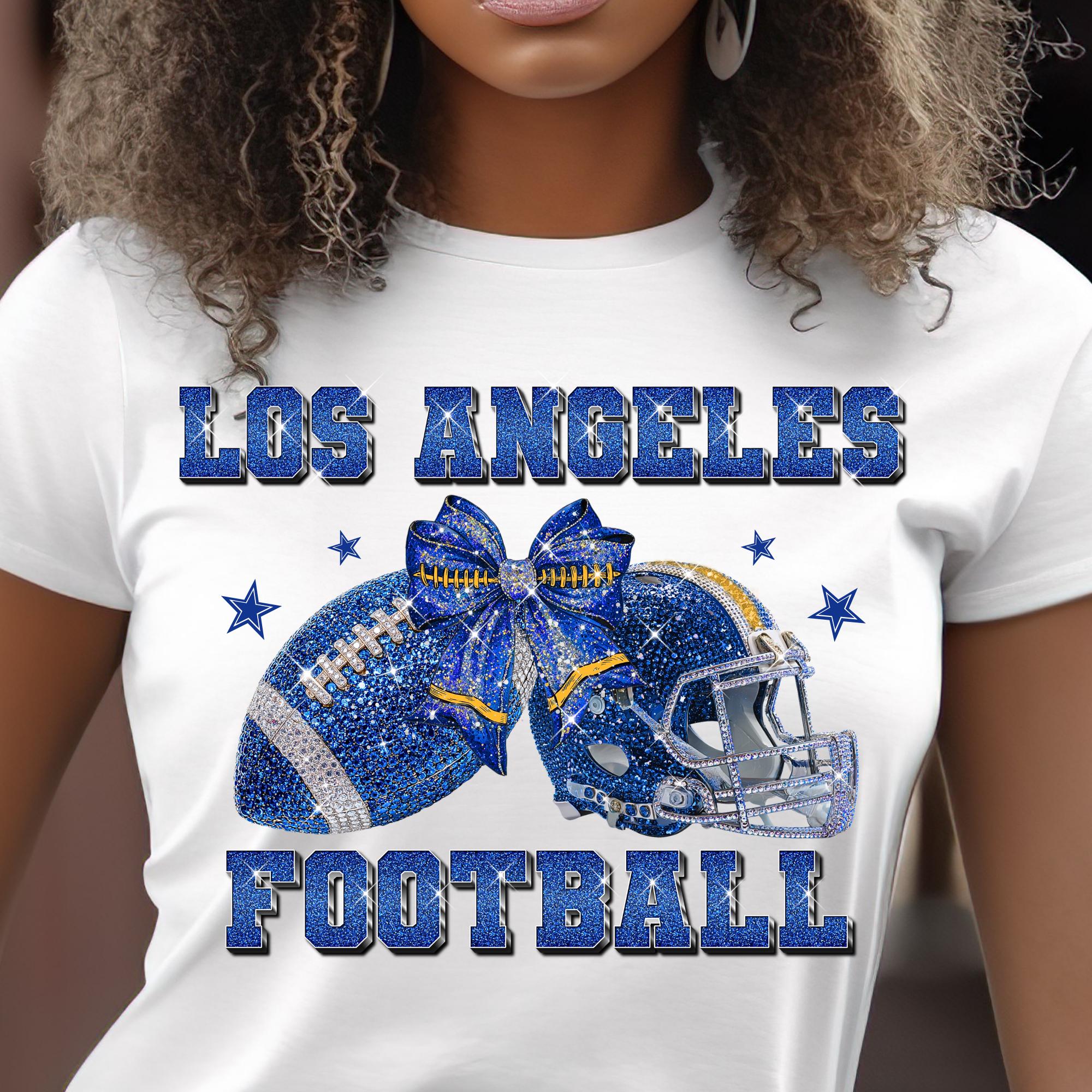 Los Angeles Football Glitter PNG, Blue Sparkle Helmet & Gold Bow ...