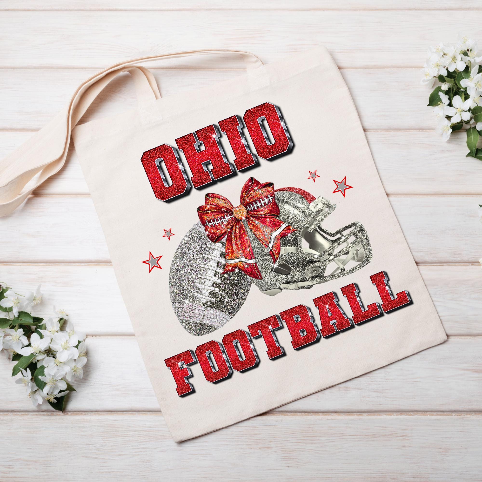 Ohio State Football Glitter PNG, Red Sparkle Helmet & Silver Bow ...