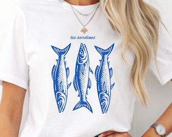 Les Sardines PNG, Fisherman Aesthetic Clipart, Fish Art for DTF/dtg/Sublimation DIY, T-Shirts, Mugs, Stickers, Wall Decor, Digital Download