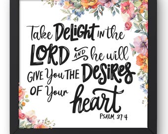 Take Delight in the Lord PNG, Christian Wall Art PNG, Bible Verse, Shirt Sublimation Design, Printable PNG, Easter Clipart, Digital Download