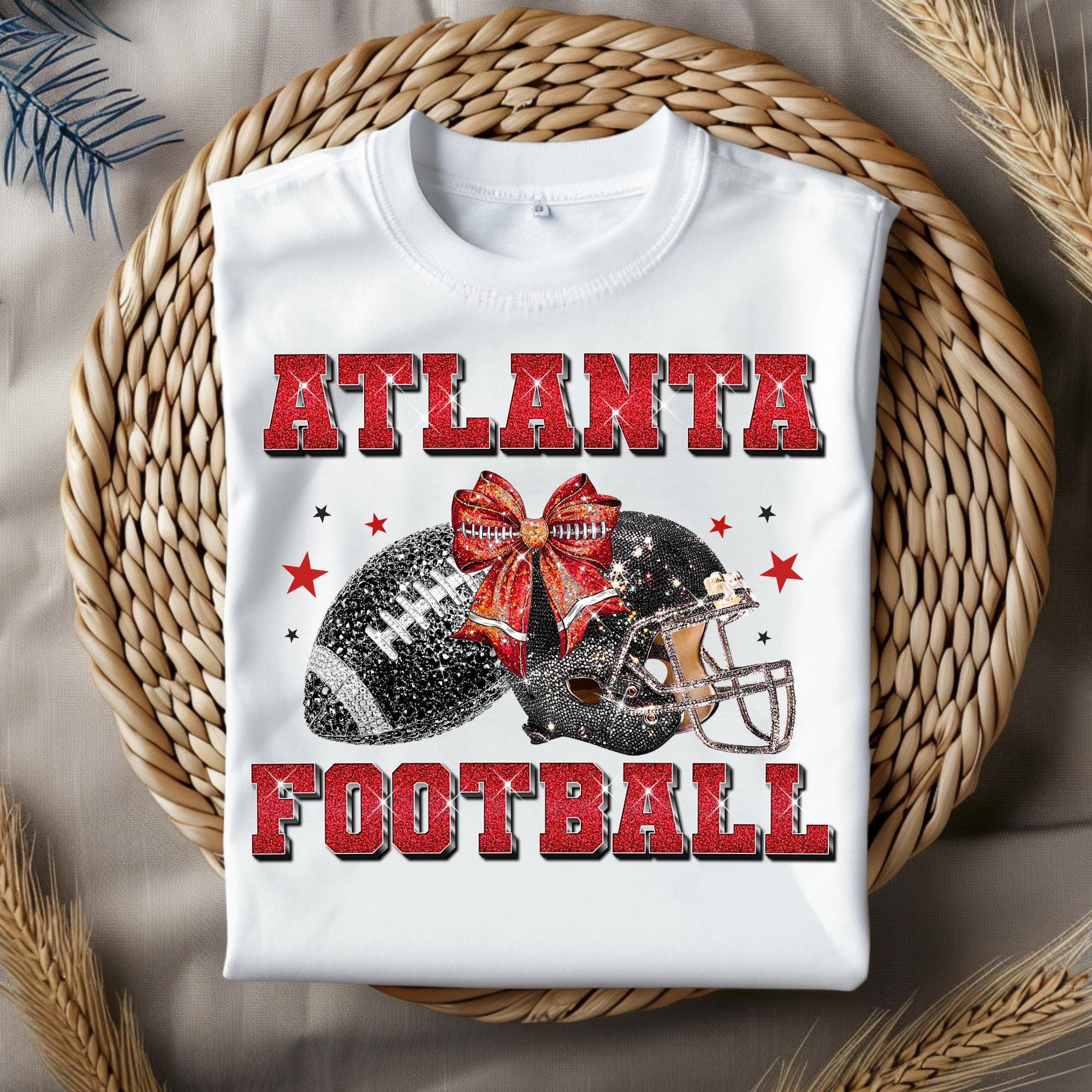 Atlanta Football Glitter PNG, Sparkle Helmet & Bow, Red Black ...