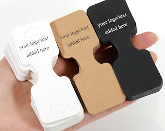 Personalize seu logotipo, cartões de exibição de colar dobráveis de texto Cartões de exibição de pulseira personalizados para pulseiras, elásticos, tiaras (3,5 cm x 9 cm)