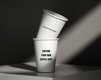 Personalized Disposable Coffee Cups with your Logo/Text, Paper Cups, Favors Cups for Gift/Wedding/Business/Coffee lover, Sturdy and Reliable