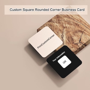 Personalisierte quadratische Visitenkarten mit abgerundeten Ecken, Boutique-Visitenkarten mit QR-Code, benutzerdefinierte Logokarte für kleine Unternehmen, schneller Versand