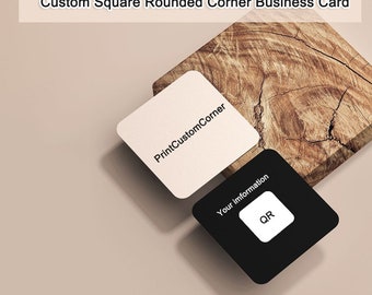 Personalized Square Rounded Corner Business Cards, Boutique Business Cards With QR Code, Custom Logo Card for Small Business, Fast shipping
