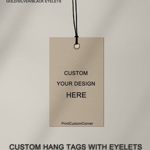 Personalized High Quality Hang Tags with Eyelets(Thickness 500 GSM)Custom Business/Clothing with your design,Paper Cardstock,String Included