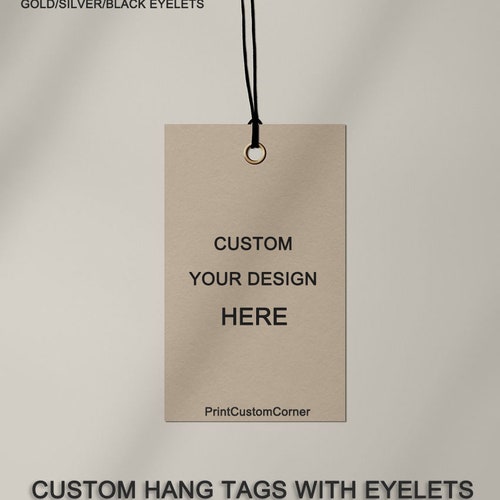 Étiquettes volantes personnalisées de haute qualité avec oeillets (épaisseur 500 g/m²) Affaires/vêtements personnalisés avec votre design, papier cartonné, ficelle incluse