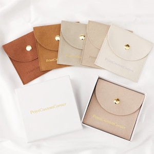 50 PCS Personalized Jewelry Bag with Gold Snap Button, Custom Logo Necklace Travel Pouch, Multi-color Microfiber Bags for Bracelet Earrings