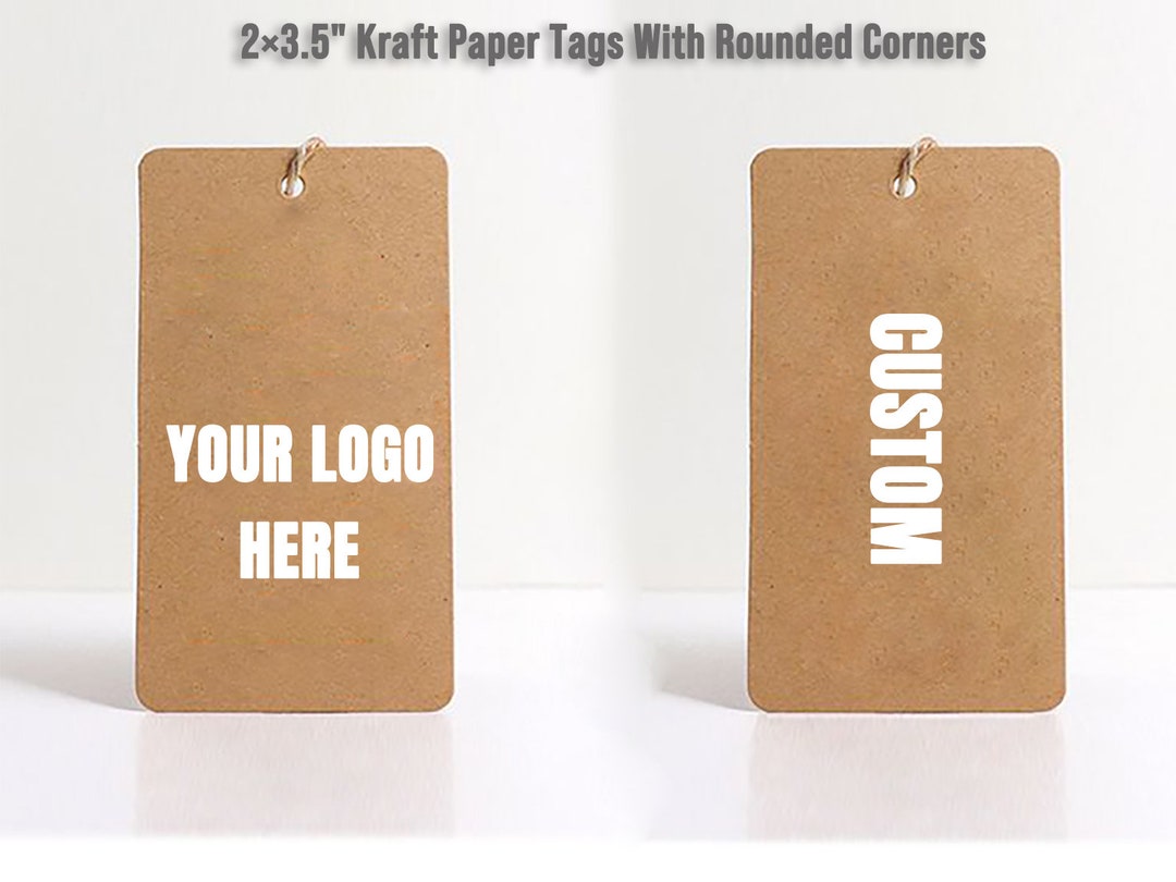 Personalized Kraft Paper Hang Tags With Rounded Corners, 2"x3.5" Swing ...