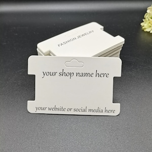 Tarjetas de exhibición de joyería personalizadas 3.9"x2.3"-Su propio texto o nombre de la tienda-Exhibición de aretes, tarjeta de exhibición de joyería, tarjeta personalizada