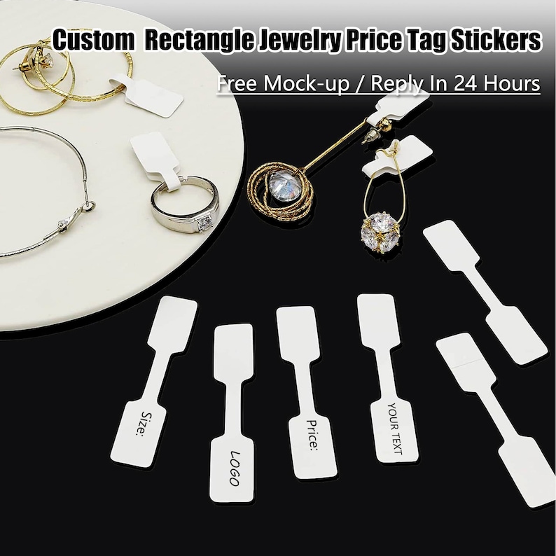 Personalized Rectangle Jewelry Price Tags Stickers, Self Adhesive ...