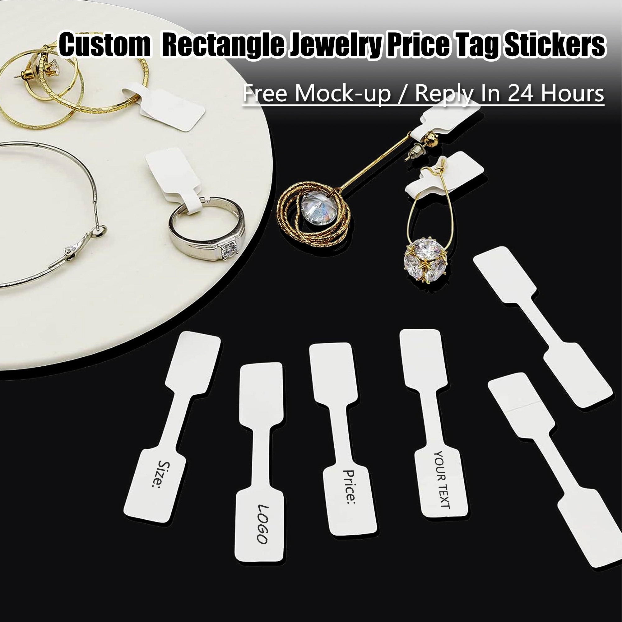 Personalized Rectangle Jewelry Price Tags Stickers, Self Adhesive ...