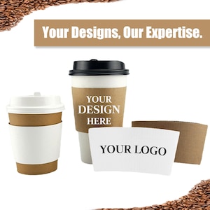 Maniche per caffè Kraft/bianche personalizzate con il tuo design, tazza da caffè stampata personalizzata per amanti del caffè/matrimonio/lavoro/doccia, spedizione veloce