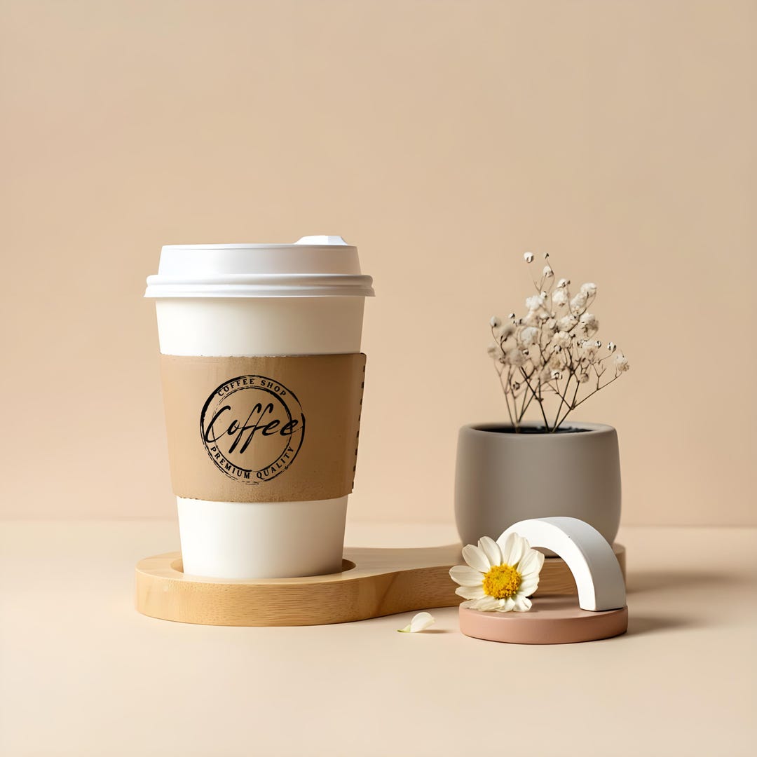 Customizable White and Kraft Paper Cup Sleeves, Party Favor Cup Sleeve ...