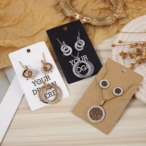 Cartões de colar personalizados, cartão de exibição de colar com logotipo personalizado, cartões pendurados de brincos, cartão de pacote de joias com pingentes, cartão de exibição de joias