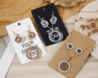 Custom Necklace Cards, Personalized Logo Necklace Display Card, Earrings hang Cards, Pendants Jewelry Package Card, Jewelry Display Card
