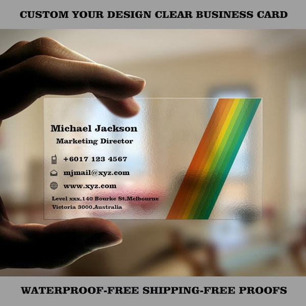 Clear Business Card Personalized Photo/Text Transparent PVC Business Cards-Custom Design(Round Cornered)