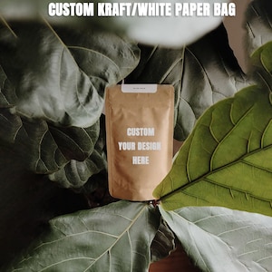 Peronalized 50pcs Kraft/White Stand Up Zipper Lock Pouches, Reusable Bag for Food, Custom Logo Printing Food Bags, Self Stand Packaging Bags