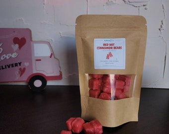 La cire de soja Red Hot Cinnamon Bears fond | Saint-Valentin | Unique Dessert Candy Melt | Emballage cadeau | Prêt à expédier | épices, feu, gommeux|