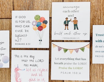 Printable Kids Scripture Cards l 20 Bible Verse Memory Cards l Morning Basket Bible Cards l Kids Bible Verses