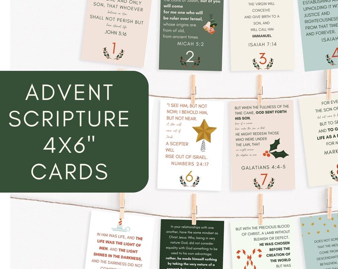 Kids Christmas Bible Verse Cards Printable Advent Calendar Scripture ...