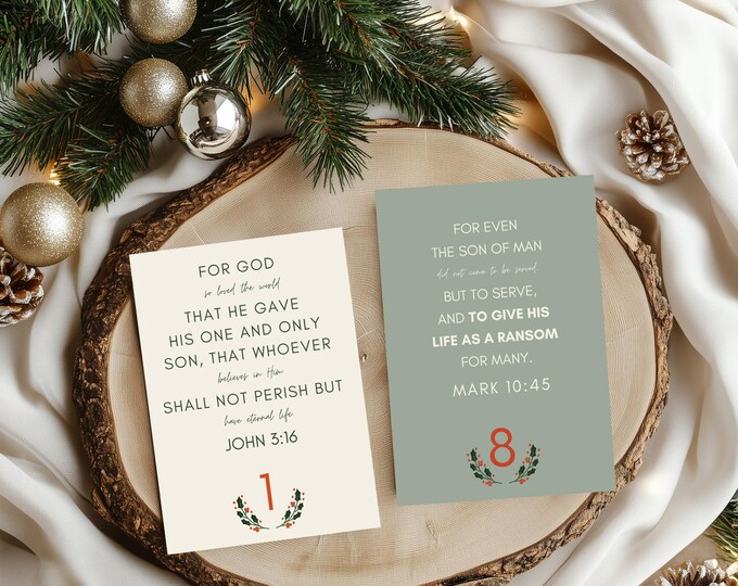 Kids Christmas Bible Verse Cards Printable Advent Calendar Scripture ...