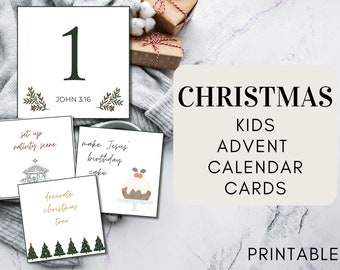 Christmas Countdown for Kids l Advent Calendar Cards l Activity Christmas Cards for Kids