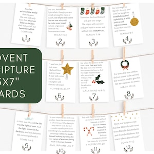 Printable Kids Christmas Bible Verse Cards l Advent Calendar Scripture Cards l Kids Scripture Cards l The Christmas Story for Kids 5X7