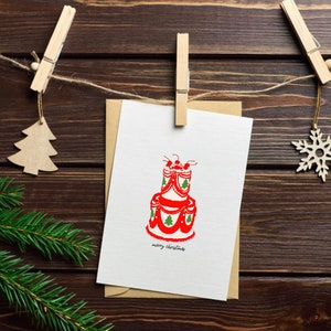 Cake Card Christmas | Retro Cake Christmas Card | Vintage Cake Card |