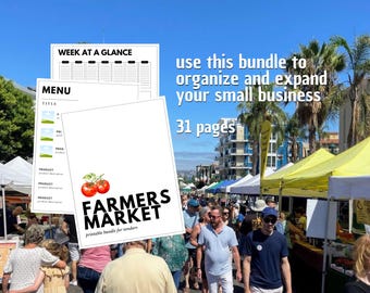 Farmers Market Vendor Template Bundle: 31 Customizable Pages (Digital Download)