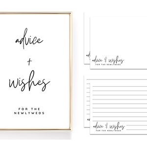 Consejos minimalistas imprimibles para el paquete de tarjetas y letreros de novia y novio, tarjetas de consejos de boda, tarjetas de consejos de despedida de soltera y letreros