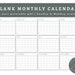 Blank Monthly Calendar Landscape Template, Printable Calendar Blank ...